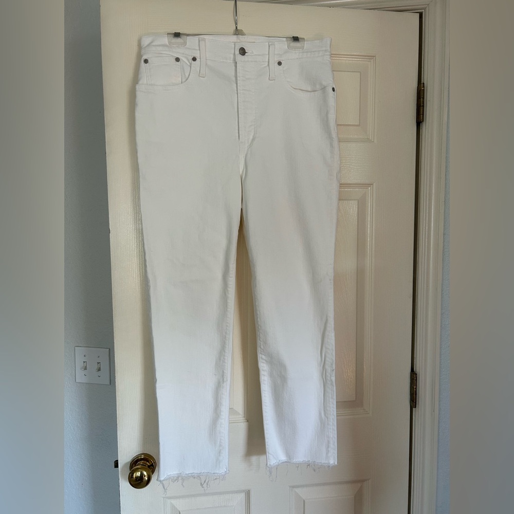 Madewell Women's Perfect Vintage Crop Straight Leg White Jeans-Size 32